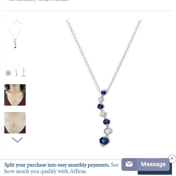 White Diamond Blue Sapphires Journey Necklace - Picture 4 of 4